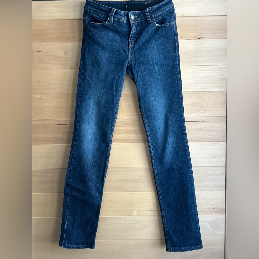 Size 12 Classic medium wash, semi-straight boot cut jeans, low-rise, zip fly
